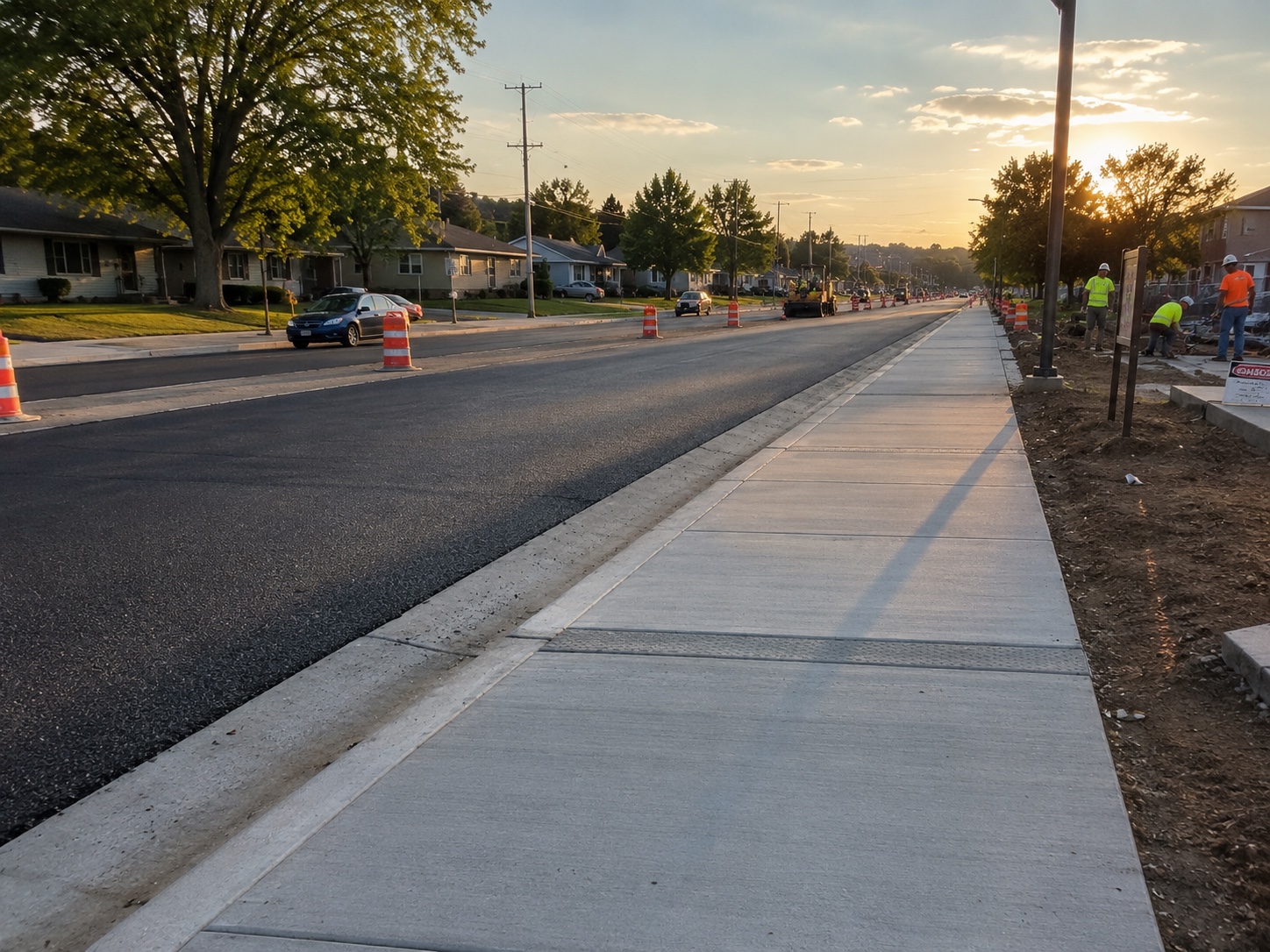 Fresh asphalt paving and concrete driveway Los Angeles